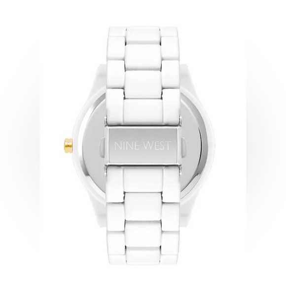 NINE WEST Women's Quartz Matte White Alloy Link Bracelet Watch, 42mm - Picture 5 of 5